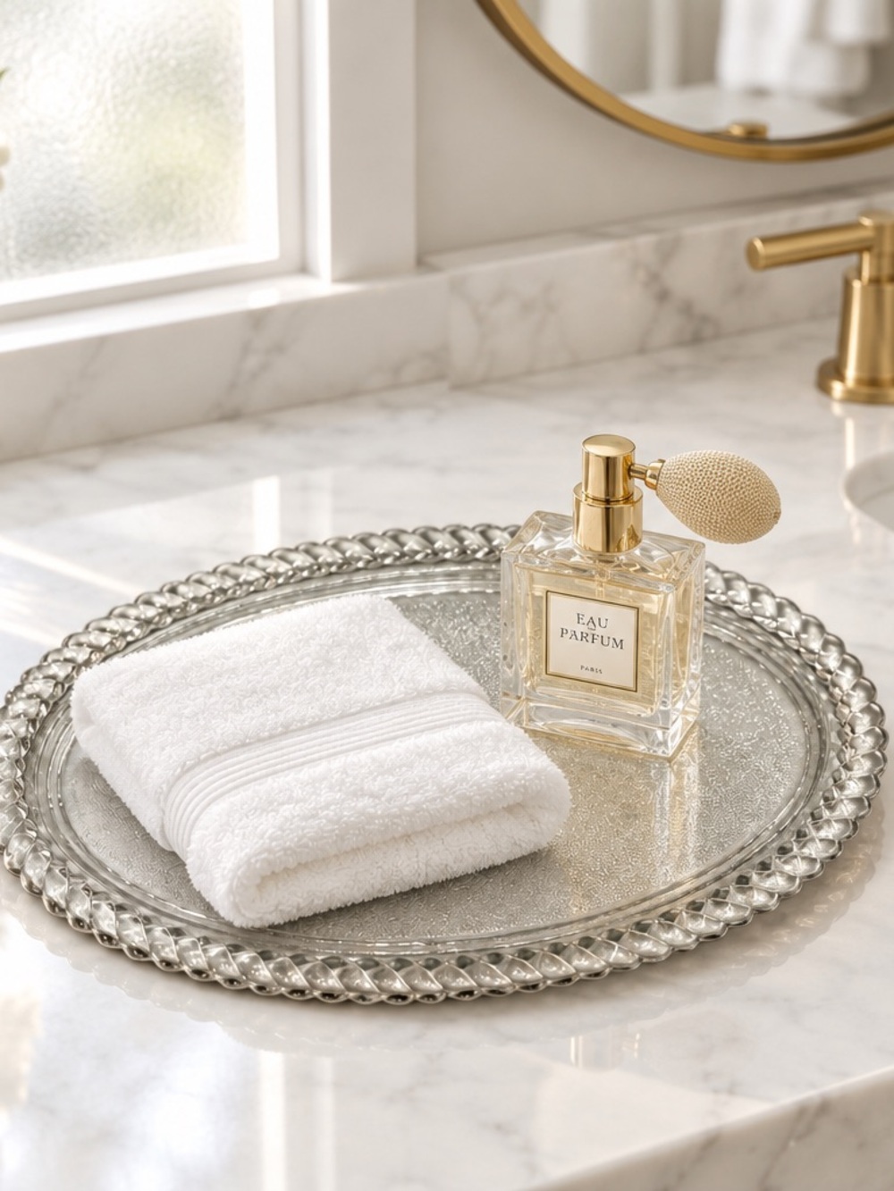 Vintage Textured Glass Rope Edge Tray
